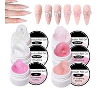 Gel de construction d'ongles - 6 couleurs unies - Top coat non collant, gel 3D modelable pour ongles - Pour salon à la maison, sculpture, art, extensions et mise en valeur