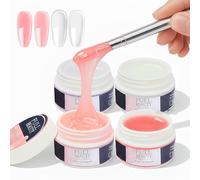Gel de Construction pour Ongles 4 Couleurs,Builder Gel Transparent,Nude,Rose et Blanc,Extension et Modelage des Ongles Solides et Durables