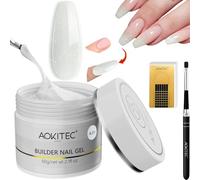 Gel de construction pour ongles Aokitec - 60 g de gel UV blanc pailleté avec 100 formes d'ongles et un pinceau pour réparer et renforcer les ongles cassés, kit de manucure pour une utilisation