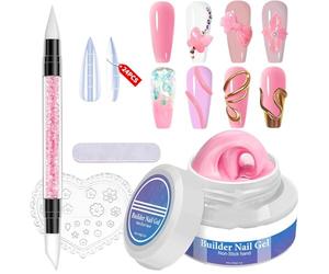 Gel de construction pour ongles - Colle de modelage d'ongles non adhésive | Gel à construire dur pour les ongles à façonner | Exercice manuel à domicile, extension, mise en forme, débutants