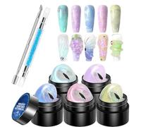 Gel de moulage 3D pour ongles, gel de moulage pour les ongles, Builder solide 5 couleurs Gel de conception d'ongles 3D, Ensemble de manucure antiadhésif avec un stylo à sculpture, trempez