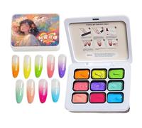 Gel De Peinture | Colle longue tenue 9 couleurs | Palette de Gel pour Ongles avec Éponge à Tapoter | Pour Femme Débutante Maison Salon Rendez-vous Anniversaire