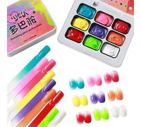 Gel De Peinture Dégradé - Palette De 9 Couleurs Pour Nail Arts, Kit De Gel De Peinture Pour Manucure | Sculpture De Couleur Créative Sans Balais, Ensemble De Conception D'ongles Adapté Aux Débutants P