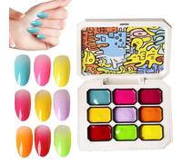 Gel de Peinture pour Ongles, Palette de Vernis à Ongles en Gel avec 9 Couleurs, Cosmétique à Effet Dégradé de Longue Durée pour Voyage Transport Rencontres Rassemblements Plage et Mariage