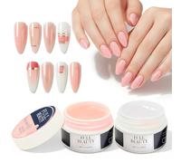 Gel de prolongation d'ongles - Lot de 2 (Transparent & Nude) | Gel adhésif UV pour ongles en gel et faux ongles | Tenue longue durée | Idéal pour le nail art DIY et la manucure professionnelle