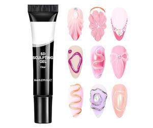 Gel de sculpture à ongles 5d | Gue d'art à ongles transparente | Gel de modélisation sans ongless Rinse 3D, décoration et manucure Utilisation domestique et dans le salon.
