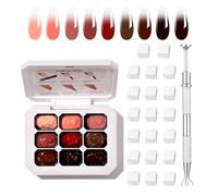 Gel de vernis à ongles dégradé, gel de vernis à ongles ombré multicolore avec 20 éponges à ongles et 1 pince métallique (forme de griffe), technique d’éponge pour ongles ombrés, manucure française