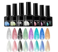 Gel de vernis à ongles en perles, vernis à ongles en gel perlé, 8 pièces de vernis à ongles en gel émineur perlié long, Accessoires de manucure multicolores pour le salon Home Party Wedding Valentin
