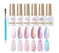 Gel de vernis à ongles, vernis à ongles, Vernis à ongles pailleté, 6 couleurs de manucure de manucure de top coat pour l'anniversaire, anniversaires, Noël, Saint-Valentin