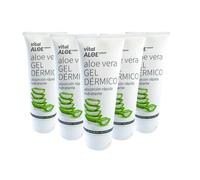 Gel Dermique Aloe Vera 5x200 ml | Gel Hydratant Visage et Corps à l’Aloe Vera Bio | Après-Soleil et Post-Épilation | Absorption Rapide, Vegan, Sans Parabènes ni Colorants