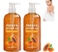 Gel douche à la papaye, gel douche exfoliant blanchissant à la papaye, régulateur de sébum hydratant, parfum fruité doux et rafraîchissant pour tous types de peau