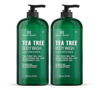 Gel douche à l'huile d'arbre à thé Botanic Hearth (lot de 2) pour hommes et femmes - Gel douche hydratant qui apaise la peau - Nettoyant rafraîchissant et hydratant - 500 ml chacun.