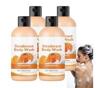 Gel douche au kaki contre les odeurs corporelles, extrait naturel de kaki, gel douche nettoyant en profondeur neutralisant les odeurs, soin hydratant pour la peau, fraîcheur longue durée. (4PCS)