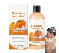 Gel douche au kaki contre les odeurs corporelles, extrait naturel de kaki, gel douche nettoyant en profondeur neutralisant les odeurs, soin hydratant pour la peau, fraîcheur longue durée. (1PCS)