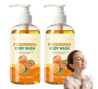 Gel douche au kaki, Gel douche au kaki contre odeurs corporelles, Élimine odeurs corporelles, rafraîchit revitalise, Déodorant naturel éliminer smells fortes pieds malodorants 300ml (2pcs)