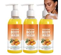 Gel douche au kaki, gel douche déodorant, g/el dou/che anti-odeurs au kaki, g/el dou/che nettoyant doux et nourrissant, gels do/uche infusé au ka/ki pour un nettoyage quotidien (3PCS)