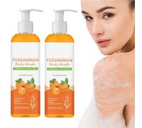 Gel Douche Au Kaki, Lot de 2 Déodorants Naturels pour Personnes Âgées, Gel Douche Hydratant Au Kaki et Au Thé Vert, Éliminateur Purifiant et Nettoyant en Profondeur, pour les Odeurs Corporelles