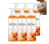 Gel Douche Au Kaki Pour ContrôLer Les Odeurs Corporelles, Lotion Pour Le Dos Au Kaki Contre, Lotion Lavante Pour Les Jambes, Lot/ion Hydratante Et Nourrissante Pour Une Peau Douce Et Souple (6 PCS)