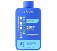 Gel Douche Cellulite Cellublue - Nettoyant 2-en1 naturel, Utilisation facile sous la douche - Optimisé pour la ventouse cellulite - Parfum Monoï