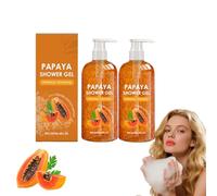 Gel douche exfoliant à la papaye avec vitamine E - nettoyant pour le corps éclaircissant pour une peau douce et lisse, doux parfum fruité rafraîchissant Pour tous les types de peau (2 bouteilles)