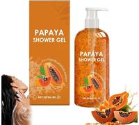 Gel douche hydratant dégraissant à la papaye, gel douche exfoliant, éclaircissant, lissant, multi-action, parfum longue durée, convient à tous les types de peau
