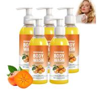 Gel Douche Nettoyant En Profondeur Au Kaki, Parfum Frais Pour Les Personnes âGéEs - Gel Douche Hydratant à L'Huile De Coco Et Au Thé Vert, Pour Hommes Et Femmes, Flacon De 120 Ml (5 PCS)