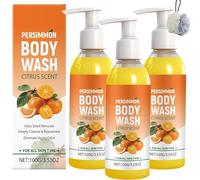 Gel Douche Persimmon avec Déodorant Naturel pour le Contrôle des Odeurs, Gel Douche Purifiant pour Odeurs Intenses du Corps, des Pieds et des Aisselles, Tous Types de Peau, Hydratant (3Pièce)