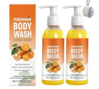 Gel Douche Persimmon avec Déodorant Naturel pour le Contrôle des Odeurs, Gel Douche Purifiant pour Odeurs Intenses du Corps, des Pieds et des Aisselles, Tous Types de Peau, Hydratant (2Pièce)