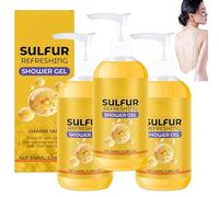 Gel douche rafraîchissant au soufre, gel douche, bain douche nettoyant, hydratation intense, apaise la peau, formule douce et délicate pour tous types de peau, 100 ml (3Pièce)