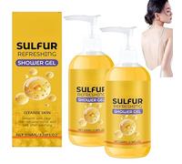 Gel douche rafraîchissant au soufre, gel douche, bain douche nettoyant, hydratation intense, apaise la peau, formule douce et délicate pour tous types de peau, 100 ml (2Pièce)