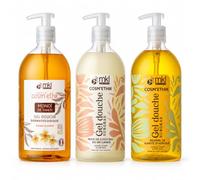 Gel Douche Surgras Visage Corps Cheveux - Monoï, Noix de Coco & Karité - Lot de 3 x 1 L