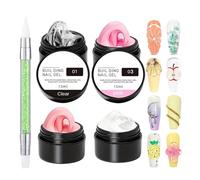 Gel Dur Pour Ongles,Gel De Manucure 4 Couleurs - Extention Sans Eau Colle 3D Pour Salon À Domicile Décorations Fantaisie