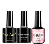Gel en fleurs à ongles, vernis à ongles en gel | 3x Shine Finish Base Top Coat Nail Blooming Gel | Débutants Home Salon Manucure Fingernails Fournitures artistiques pour petite amie, femme