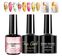 Gel en fleurs à ongles, vernis à ongles en gel,3x top coat Base Base Femmes Nail Blooming Gel | Manucure d'effet de propagation de salon à domicile portable pour les voyages, rassemblement