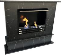 Gel & Ethanol Cheminée Toskana Deluxe Royal Anthracite/Noir Marbré avec vitre de sécurité & brûleur éthanol 3L
