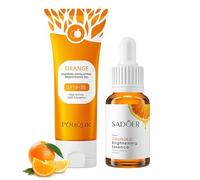 Gel Exfoliant Naturel à l'orange 100 g + Sérum Visage à la Vitamine C 30 ml | Exfoliation Douce et Soin Hydratant | Exfoliant Nettoyant Visage et Sérum à la Vitamine C pour une Peau éclatante et Lisse