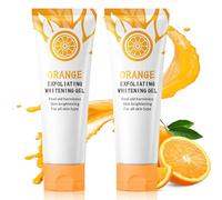 Gel Exfoliant Orange pour Le Visage, Orange Exfoliating Brightening Gel, Gommage Visages Exfoliants pour Tous Peau, Gels Exfoliant Bio pour Le Visage Et Le Corps, Nettoyant en Profondeur (2PC, 50g)