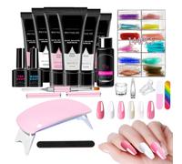 Gel Extension Nail Kit 6 Couleurs Outil de Manucure avec Lampe UV | Extension Nail for Girls for Traveling Business Trip Home Outdoor School Girlfriend Wife