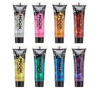 Gel Glitter Irisé pour le visage et le corps par Moon Glitter - 12ml - Pailleté pour visage - Assortiment de 8 couleurs