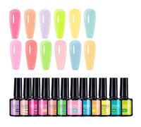 Gel Glow - Assortiment de vernis radieux pour les doigts - Formule réactive à la lumière, système d'application de pinceau lisse, série Neon Nighttime Shine | Décoration cosmétique expressive pour