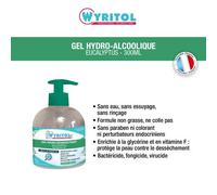 Wyritol Gel hydroalcoolique mains aux huiles essentielles d'eucalyptus - Flacon pompe 300 ml