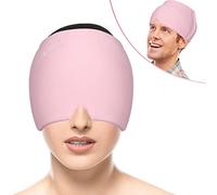 Gel Ice Mal de tête Chapeau Anti-migraine Casquette Bonnet Migraine Coussins thermiques chaud et froid Extensible Couvre-chef poche de glace Soulagement du stress Masque, Rose