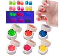Gel Lacquer - 6 couleurs Knock -Noose Set Nails - Long-Last Fluorescent Nail Design For Home Salon Spring Summer Sponge Appliquer Grade-Long-Solting Art Fluorescent Soins