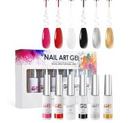 Gel Liner Nail Polish Gel Set Line Art DIY Nail Polish, Ultra-Fine Brush Head French Line Graffiti Flower Stripe Design NailSuitable For NailSalon or Home(6colors)