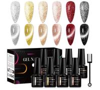 Gel Magnétique Chat avec Bâton Magnétique et Boîte N64.Semi Continu Nail Art Verhéritage Manucure 6Pcs Ensemble GRI VERNIS A ONGLES