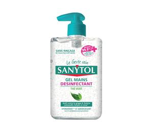 Gel mains désinfectant hydratant Sanytol thé vert 250 ml