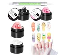 Gel modeleur pour ongles | Gel de sculpture en 4 couleurs | Colle modelable pour breloque en strass 3D sur ongles, utilisation à la maison et au salon, décoration de pieds, émail français et