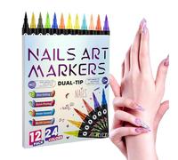 Gel Nail Manicure Pen - 5.28 Inches 24 Colors Nail Ařt Marker | Double Tip Gel Polish Paint Pens - Waterproof Creative DIY Naìl Drawing Tool For Kids Women Girls Adults