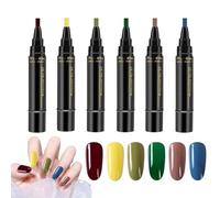 Gel Nail Pens - 6 Colors 8ml Quick Dry Markers | Professional Manicure Nails Drawing Pens, UV Required Nails Art Accessories Set | Salon DIY Naill Design Use