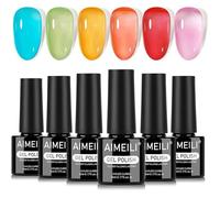 Gel Nail Polish 6 Colours Transparent Neon Jelly Semi-Permanent Soak Off UV LED Manicure Healthy Long Lasting 7 ml VERNIS A ONGLES